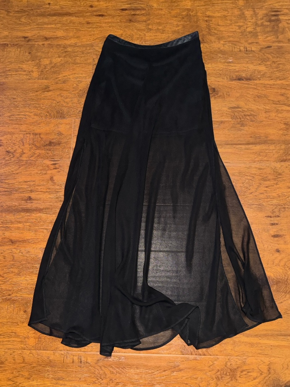 Forever 21 Black Sheer Chiffon Slit Maxi Skirt - Size SMALL